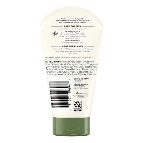 Aveeno Crema Facial De Avena Prebiótica 141g Tipo De Piel Seca - Image 2