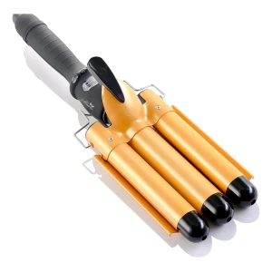 Plancha Profesional De Ceramica Para Cabello Ondas De Sirena Color Dorado