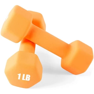 Mancuernas De Neopreno 1 Lb, Antideslizantes, Forma Hexagona Color Naranja
