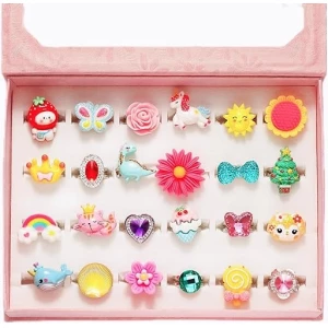 Pinksheep Anillos De Joyería Para Niña Pequeña En Caja