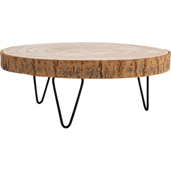 Pedestal Grande De Madera De Paulownia Con Patas De Metal Color Acabado Crudo - Image 3