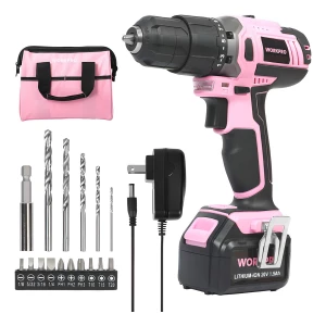 Taladro Inalámbrico Workpro 20v, Kit Completo Rosa, 1500 Rpm Color Rosa Frecuencia 60hz