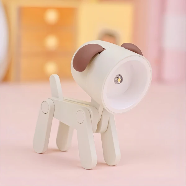 Yzbao - Mini Lámpara De Escritorio Led Con Forma De Animales Estructura Beige Pantalla Blanco - Image 3