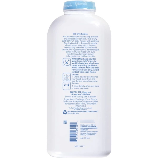 Talco Johnson's De Almidon Puro, Aloe Y Vitamina E 623g - Image 4