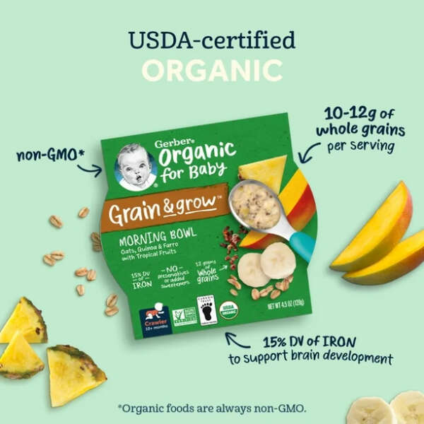 Gerber Orgánic Comida Para Bebé Frutos Rojos Plátano Y Avena - Image 3