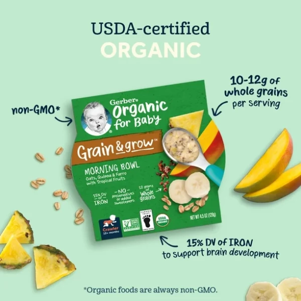 Gerber Orgánic Comida Para Bebé Frutos Rojos Plátano Y Avena - Image 3