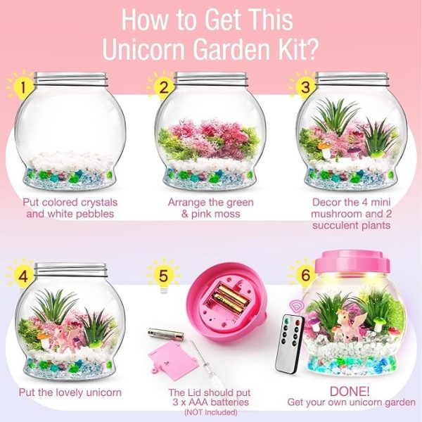 Kit De Terrario De Unicornio Con Luz Arcoíris Para Niños - Image 3