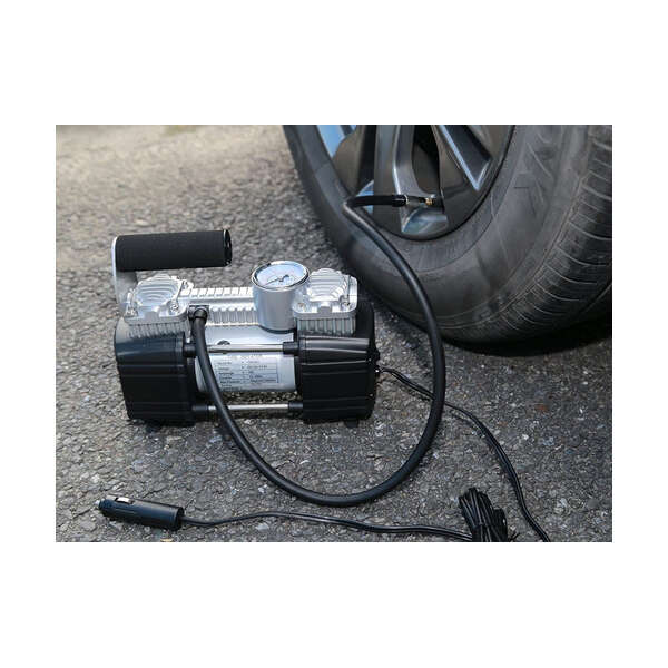 Tirewell 12v Neumático Inflador, Pesado Bomba Doble Cilindro Color Negro - Image 5