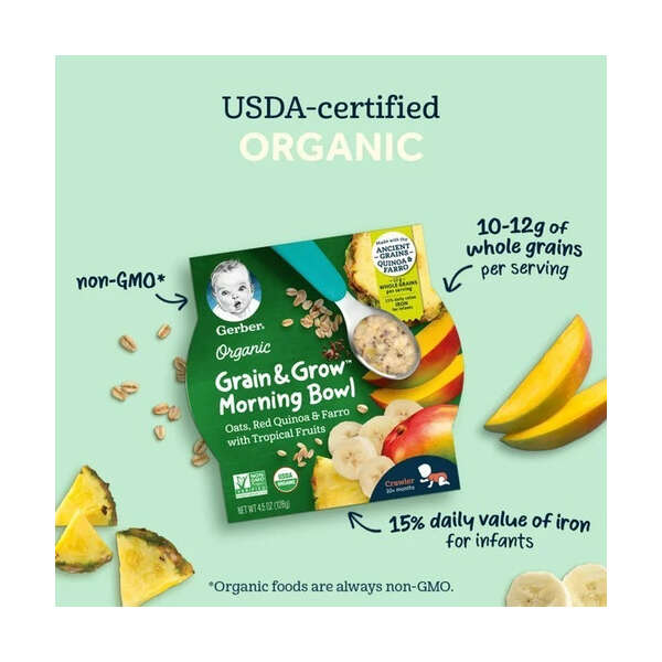 Gerber Papilla Avena, Quinoa Y Frutas Tropicales 4pack 128gr - Image 2