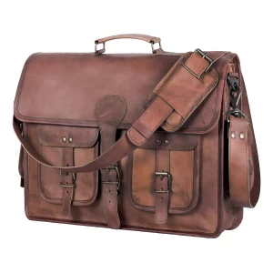 Kpl - Maletín De Cuero Para Laptop De 18 Pulgadas Unisex Color Marrón
