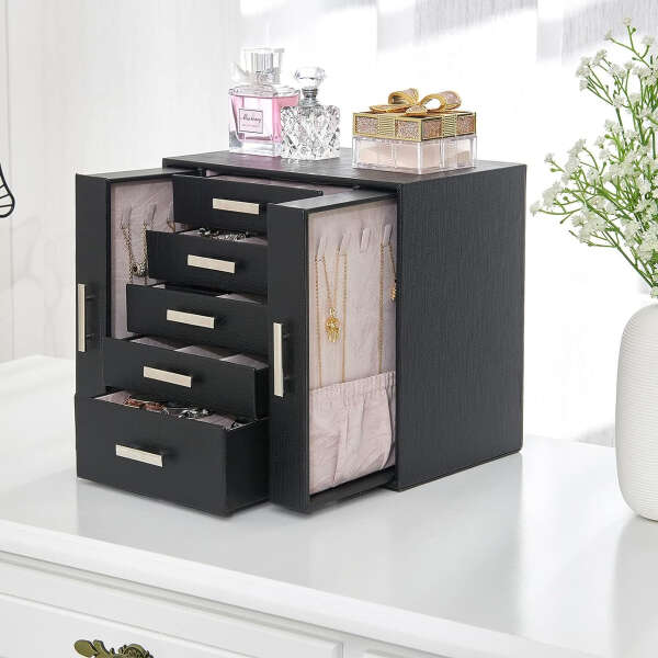 Anwbroad Joyero Organizador Para Adolescentes Y Mujeres Color Negro - Image 2