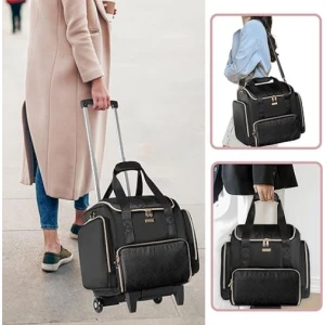 Prokva Estuche De Maquillaje Con Ruedas Con 4 Bolsas Color Negro - Image 2