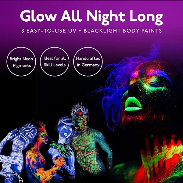 Pintura Cuerpos Y Rostros. Se Ve Bajo Luz Fluorescente 8 Uni - Image 3