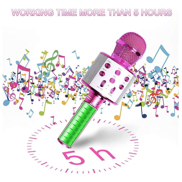 Micrófono Inalámbrico Bluetooth Karaoke Niños Y Niñas Rosa - Image 3