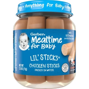 Gerber Salchichas De Pollo Baby Lil Empacados En Agua 10 Und