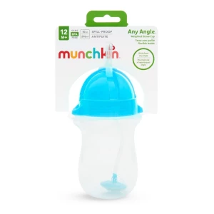 Taza Grande Azul Click Lock Con Pajita, Diseño Munchkin Plain