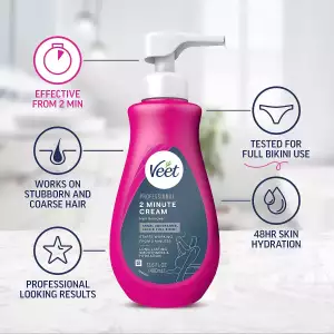Veet Crema Depilatoria Profesional 2 Min Hidratante 400ml - Image 3