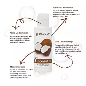 Well's Oil Aceite 100% Natural Coco Para El Cabello 850ml Agregar a favoritos - Image 3