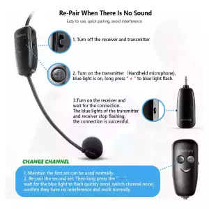 Bietrun Micrófono Inalámbrico Wireless 2 En 1 Alcance 48m - Image 6