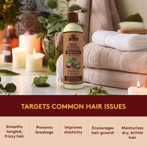 Okay Champú Con Aceite De Ricino Todo Tipo De Cabello 355 Ml - Image 6