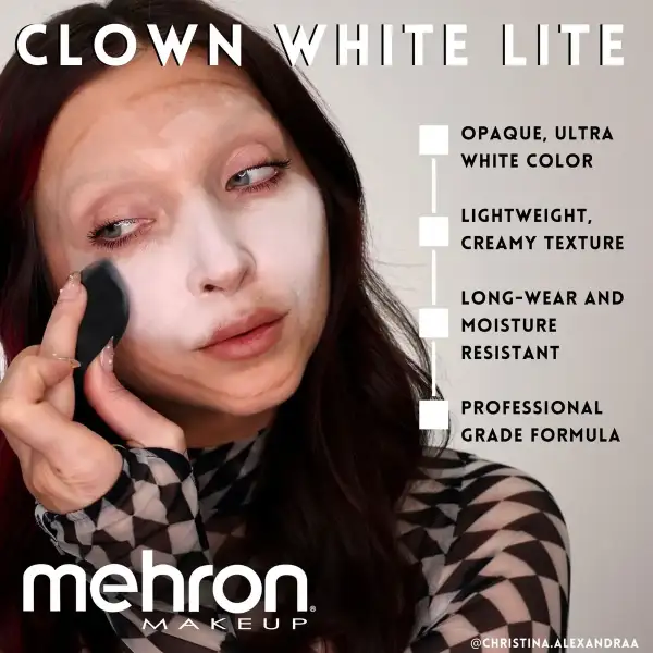 Mehron Maquillaje Clown White Lite Payaso Blanco 200gr - Image 4