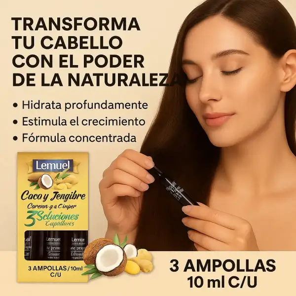Lemuel Ampolla Capilar De Coco Y Jengibre Hidratante 3x10ml - Image 2