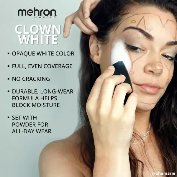 Mehron Base De Maquillaje Clown White Payaso Blanco 65gr - Image 3