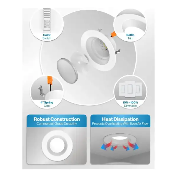 Sunco Luz Led Empotrable 4 Regulable 2700k-5000k 48 Pack - Image 6