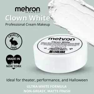 Mehron Base De Maquillaje Clown White Payaso Blanco 65gr - Image 4