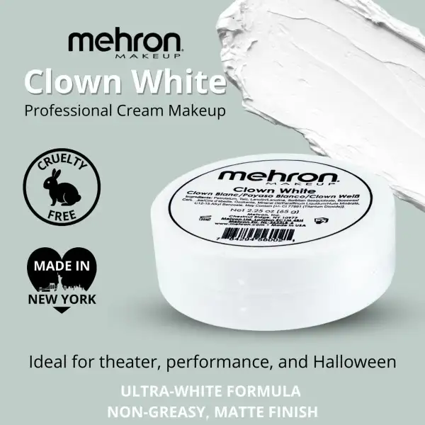 Mehron Base De Maquillaje Clown White Payaso Blanco 65gr - Image 4