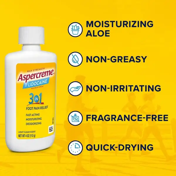 Aspercreme Crema Alivio Del Dolor De Pies Con Lidocaína 113g - Image 4