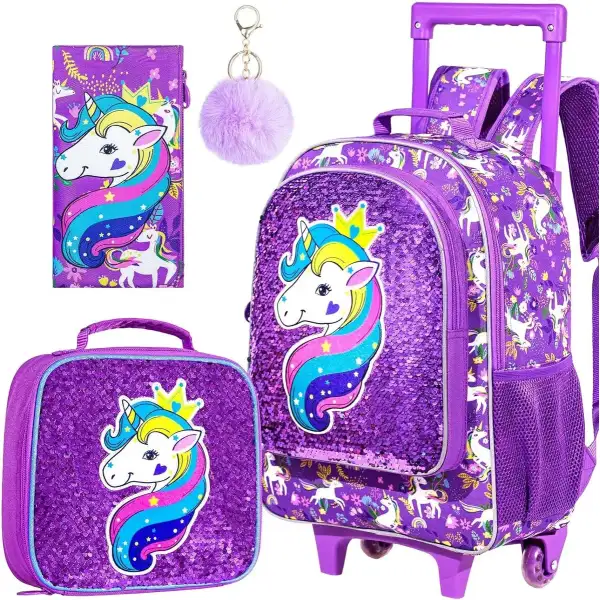 Gxtvo Mochila Para Niños Con Ruedas Enrollables Pack De 3 Piezas - Image 2