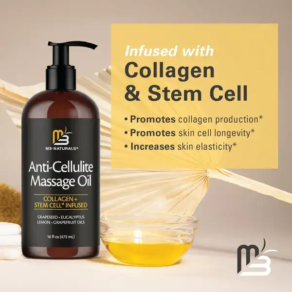 M3 Naturals Aceite Anticelulítico Con Colágeno Masaje 473ml - Image 5