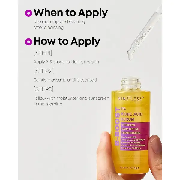 Nineless Serum Ácido Kójico Al 1% B-boost Coreano 30ml - Image 6