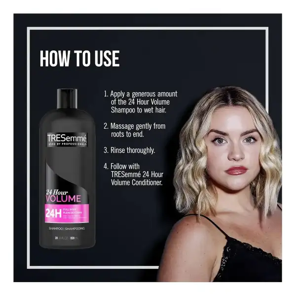 Tresemmé Shampoo 24 Hour Voluminizador Con Vitaminas 828ml - Image 2