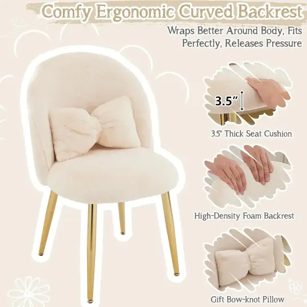 Vingli Silla De Tocador Para Niñas Con Respaldo Y Almohada - Image 5