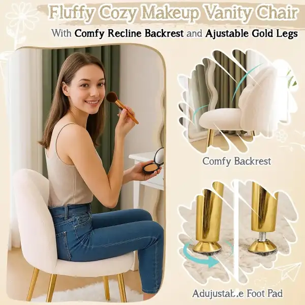 Vingli Silla De Tocador Para Niñas Con Respaldo Y Almohada - Image 6