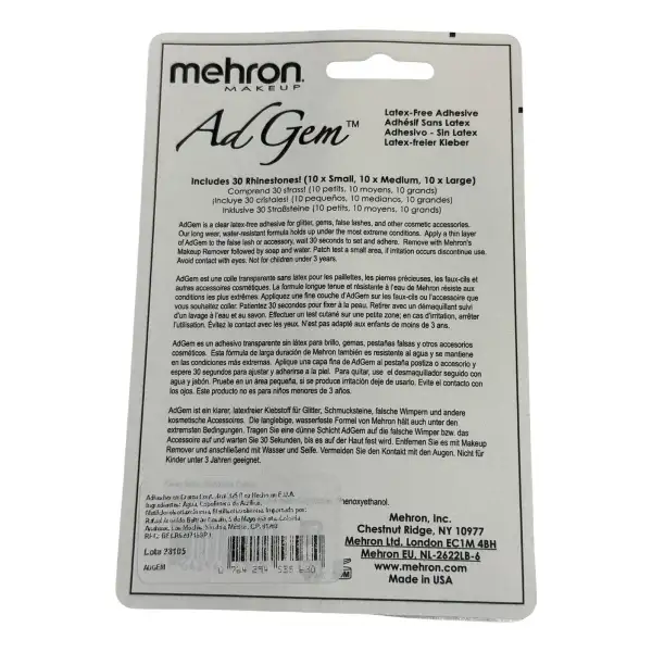 Mehron Pegamento Adgem Sin Látex 5ml Con 30 Cristales - Image 2