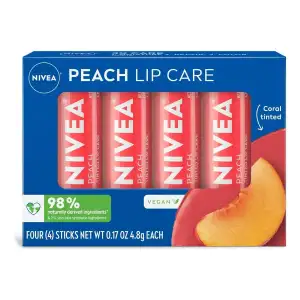 Nivea Lip Care Balsamo Labial De Durazno Pack 4 4.8g c/u