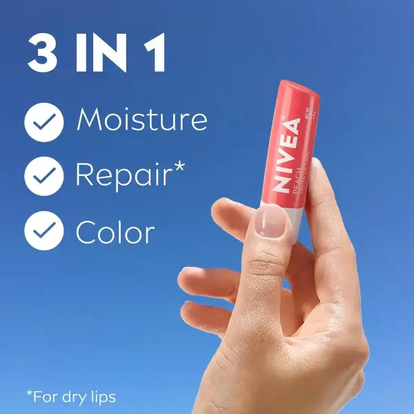 Nivea Lip Care Balsamo Labial De Durazno Pack 4 4.8g c/u - Image 3